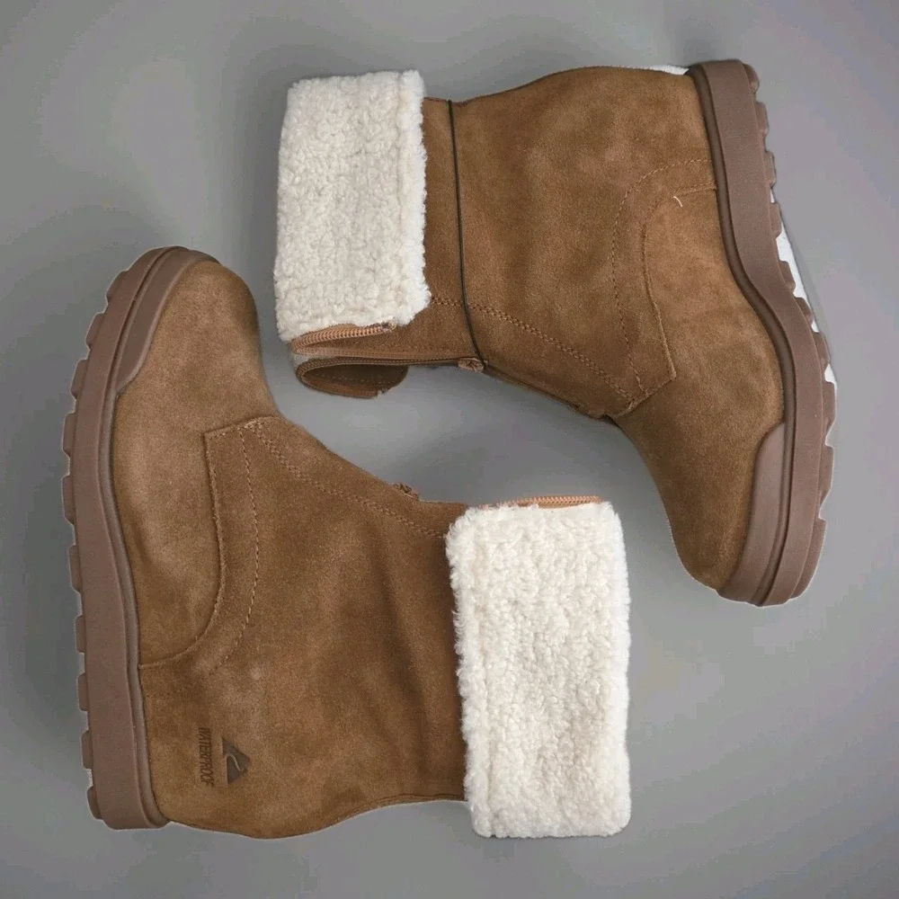 Ozark Trail Women's Wedge Waterproof Boots Sz 9 Faux Fur Cuff Front‎ Zipper Boho